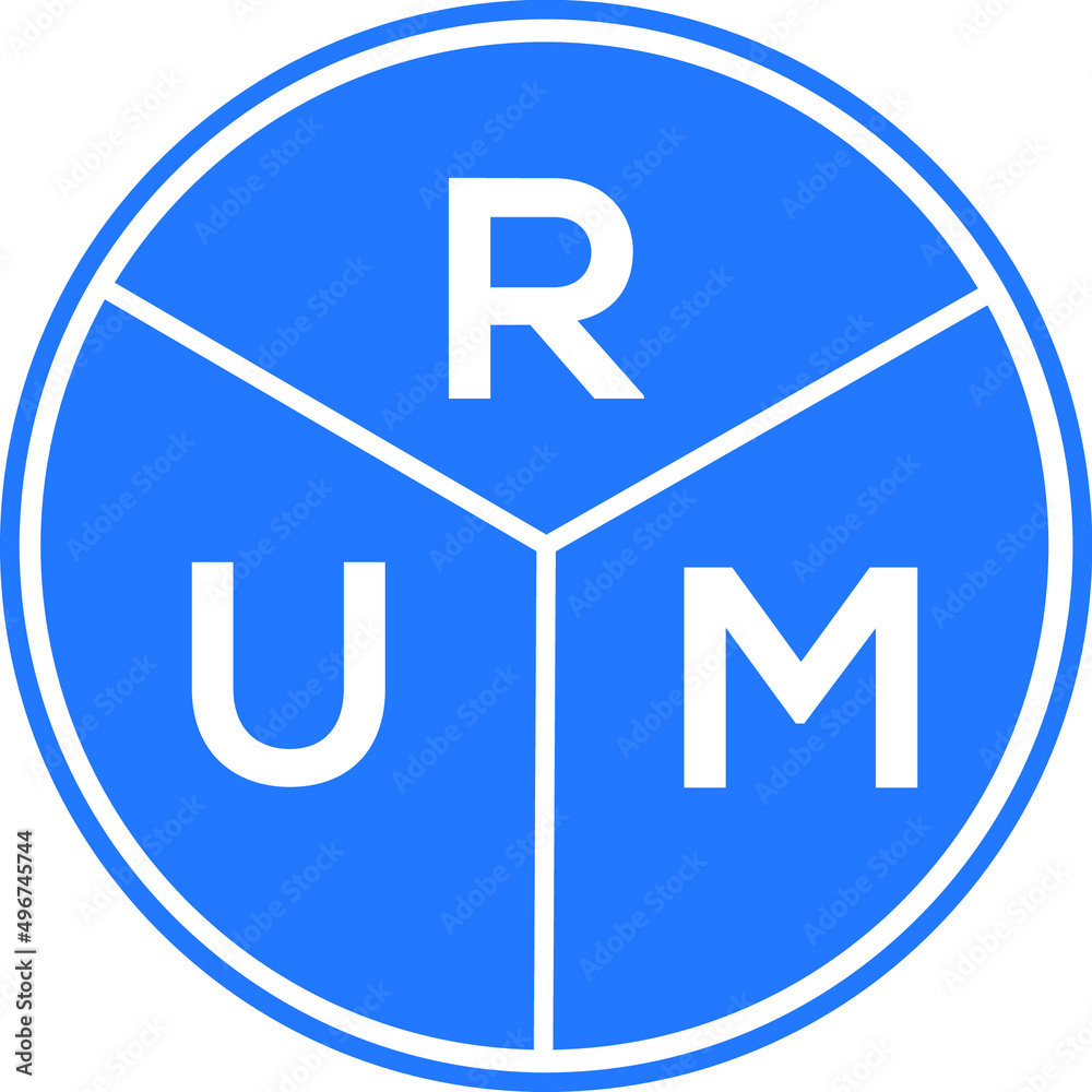 RUM letter logo design on white background. RUM creative circle letter logo concept. RUM letter design. RUM letter logo design on white background. RUM creative circle letter logo concept. RUM letter design.