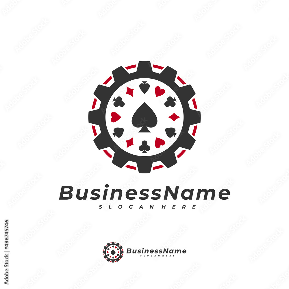 Obraz premium Poker Gear logo vector template, Creative Gambling logo design concept