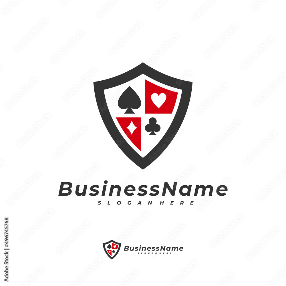 Poker Shield logo vector template, Creative Gambling logo design concept Poker Shield logo vector template, Creative Gambling logo design concept