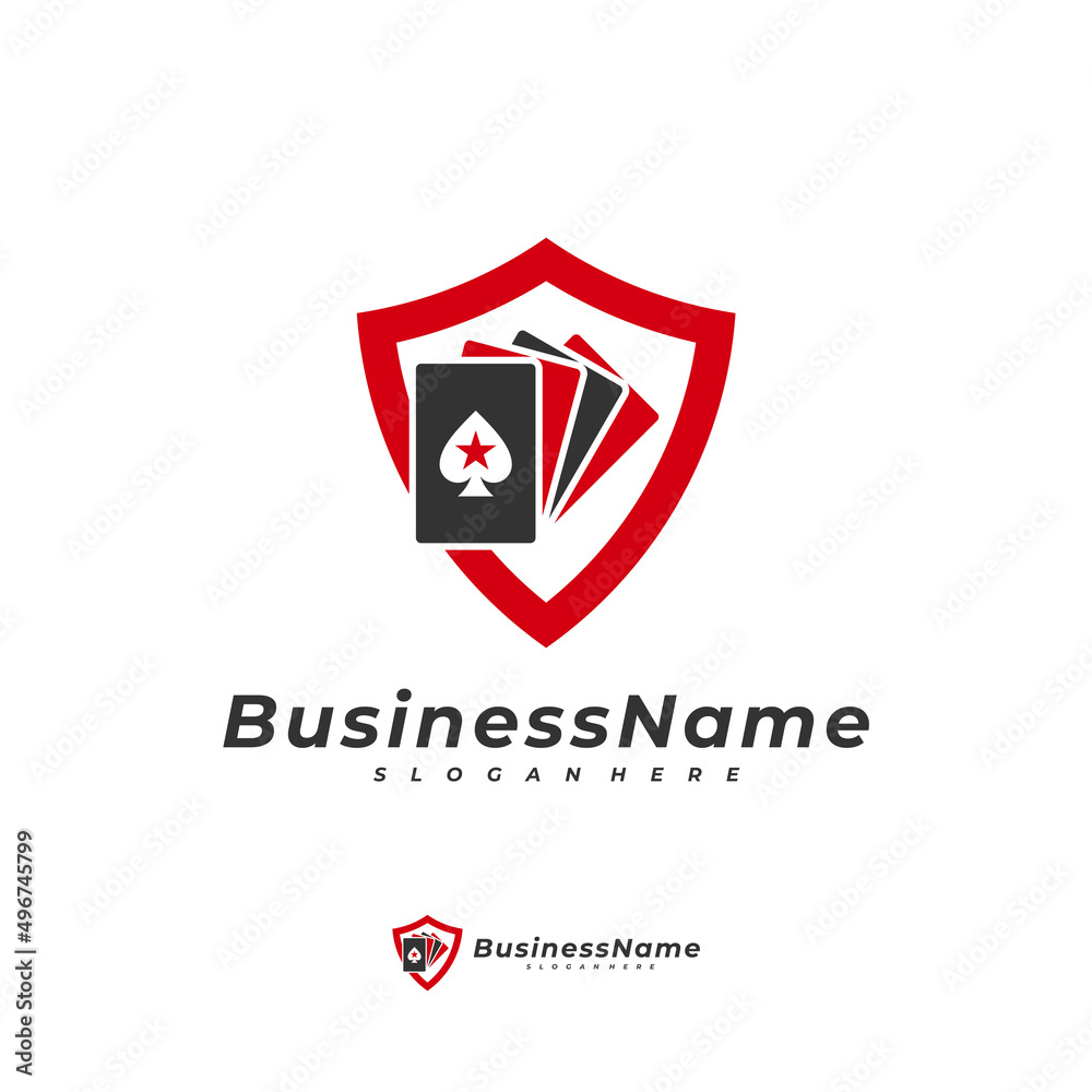 Poker Shield logo vector template, Creative Gambling logo design concept Poker Shield logo vector template, Creative Gambling logo design concept