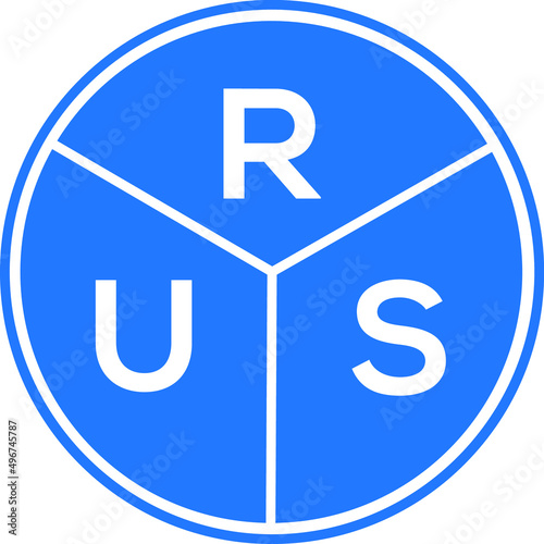 RUS letter logo design on white background. RUS  creative circle letter logo concept. RUS letter design.