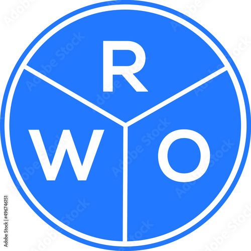 RWO letter logo design on white background. RWO  creative circle letter logo concept. RWO letter design. photo