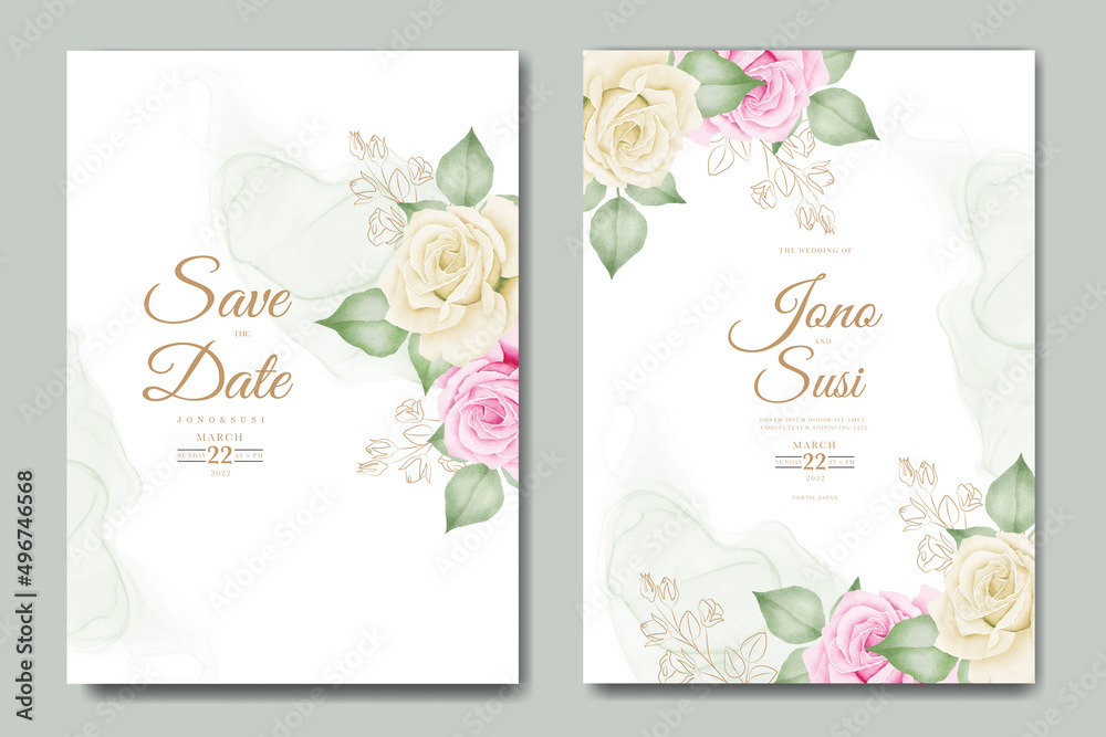 Elegant floral watercolor wedding invitation card