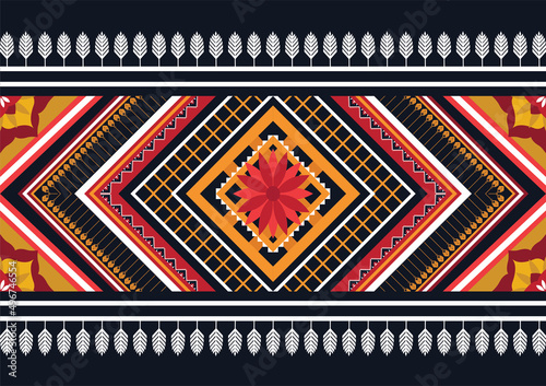 Geometric ethnic flower pattern for background,fabric,wrapping,clothing,wallpaper,batik,carpet,embroidery style.