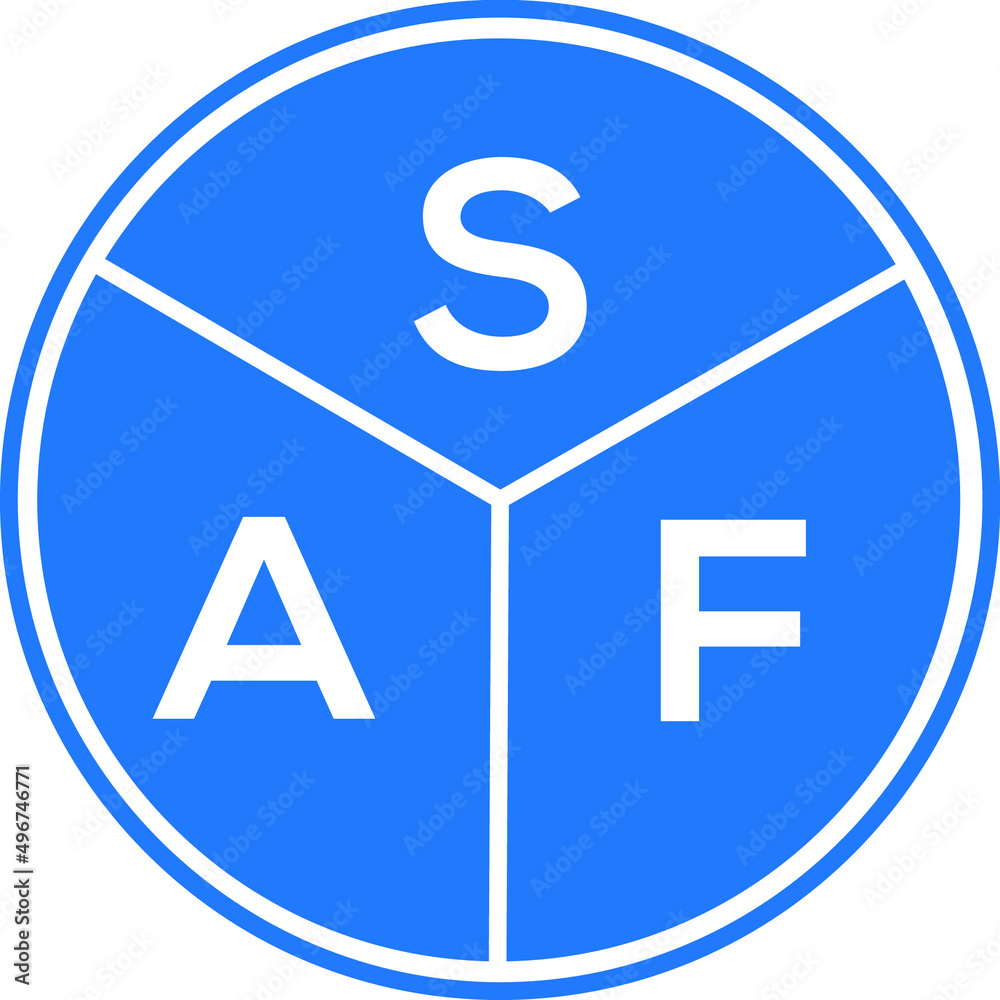 SAF letter logo design on white background. SAF creative circle letter logo concept. SAF letter design. SAF letter logo design on white background. SAF creative circle letter logo concept. SAF letter design.