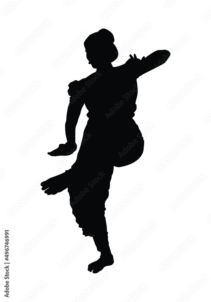 Bharatanatyam dancing pose. Classical dancing girl, south Indian dance form.
