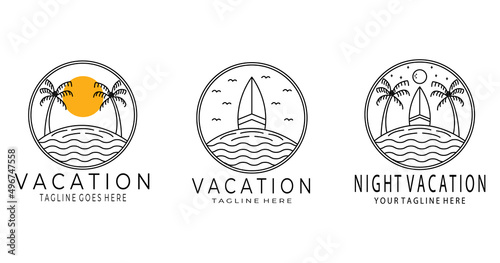 set of vacation logo design, minimalist, vector, illustration