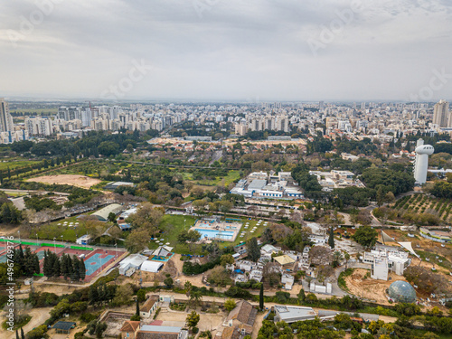Aerial drone panorama of Rehovot city as well as Weizmann Institute of Science- Israel © Oren