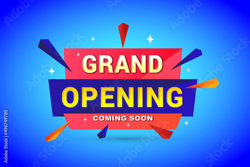 Grand opening banner design template with 3d editable text effect