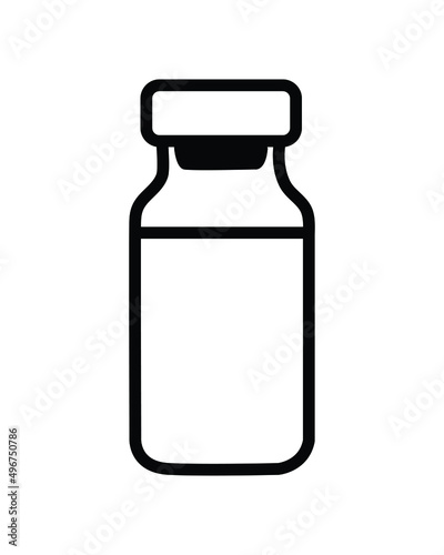 Glass vial bottle vector isolated. Vaccine bottle icon.