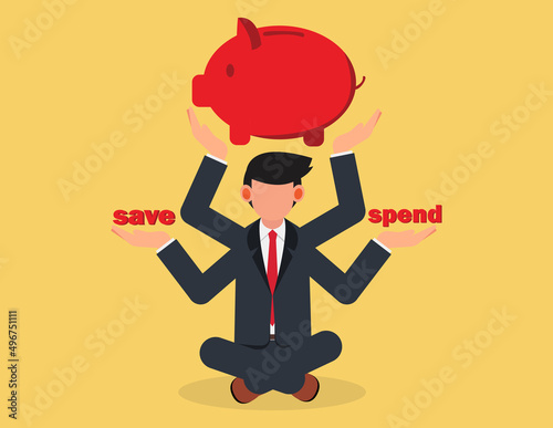 Money decision.financial options when receive bonus or extra money, choose to invest or pay off debt concept
