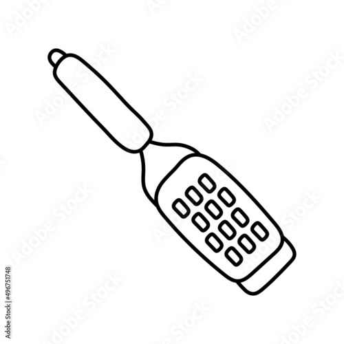 Grater. Kitchenware sketch. Doodle line vector kitchen utensil and tool. Cutlery