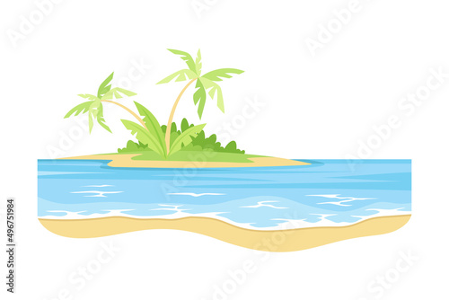 Fototapeta Naklejka Na Ścianę i Meble -  Sea Natural Water Surface with Sandy Shore Vector Illustration