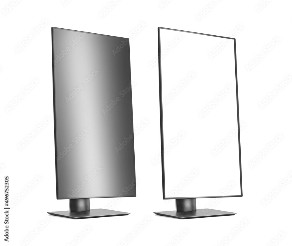 vertical computer monitor with empty screen isolated on white background. vertical computer monitor with empty screen isolated on white background.