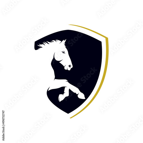 horse shield logo design template