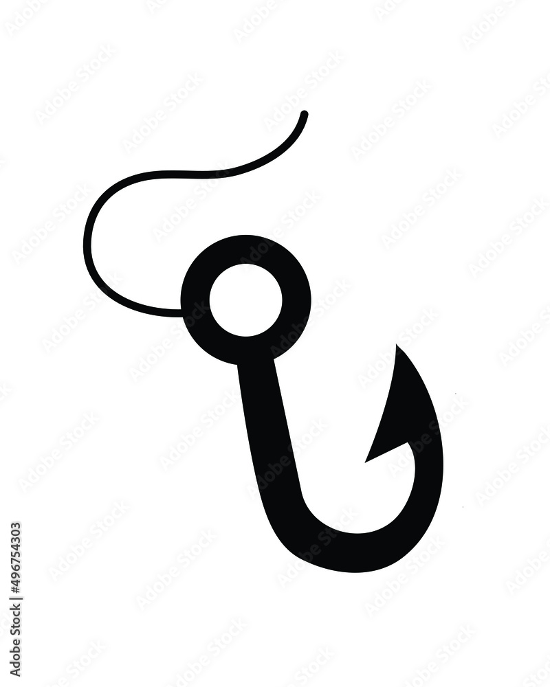 Fishing hook icon. Fish bait catch symbol vector isolated on white. Fishing hook icon. Fish bait catch symbol vector isolated on white.
