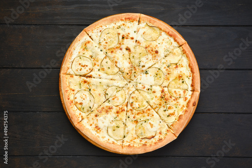 Classic pizza with dorblu cheese and pear