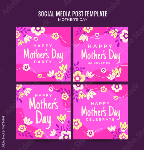 Happy Mother's Day Retro Web Banner for Social Media Square Poster, banner, space area, and background