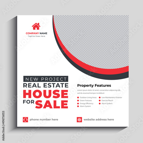 Creative real estate and development social media post template.