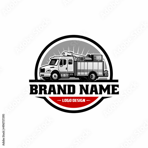 service truck illustration logo vector