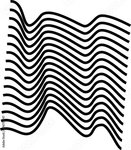 Curved wave lines in black and white