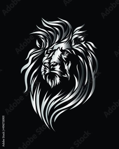 Wallpaper Mural Illustration of lion with black and white style. Creative angry lion head, leo, king of forest. Torontodigital.ca