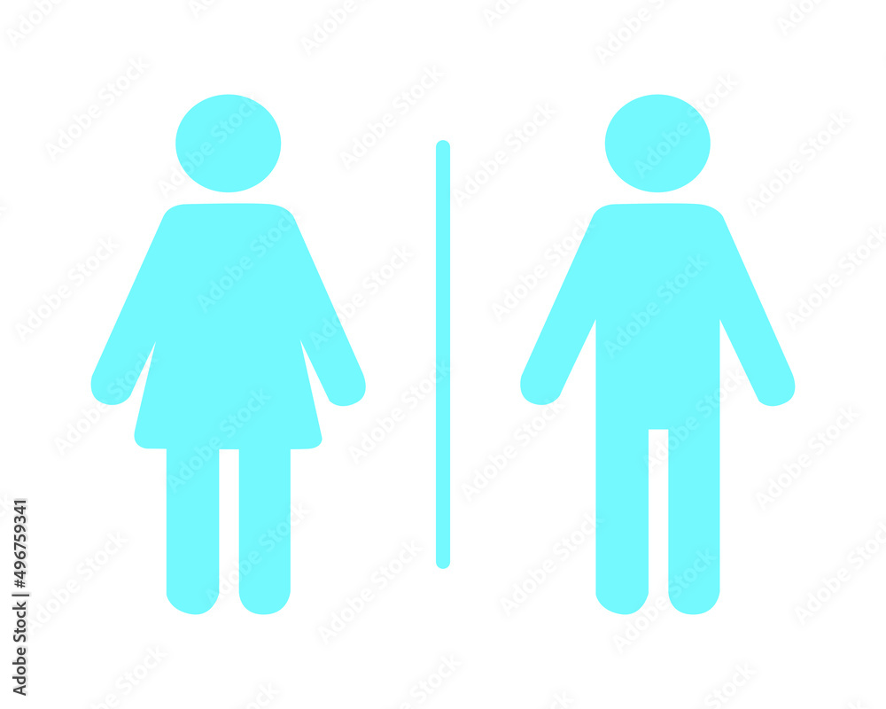 Male and female icon for direction to toilet. Ladies and gents icon.