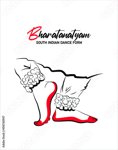 Bharathanatiyam the indian classical dance. South Indian classical dancing girl feet. Bharatanatyam dance form.