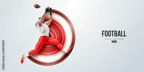 Realistic silhouette of a NFL american football player man in action isolated white background. Vector illustration