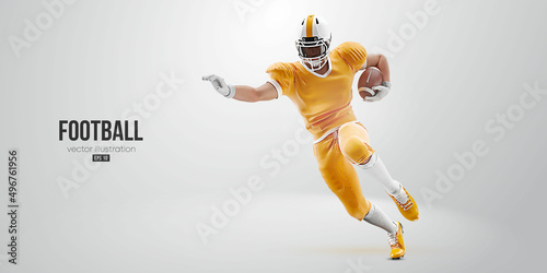 Realistic silhouette of a NFL american football player man in action isolated white background. Vector illustration