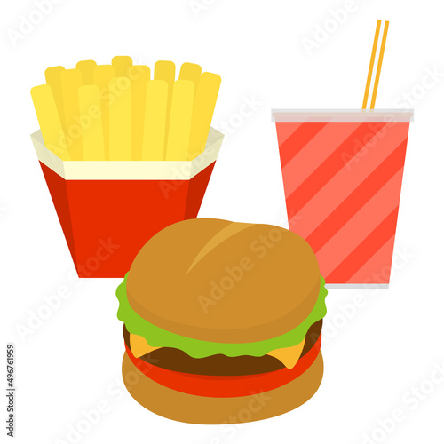 ハンバーガーのセットのイラスト