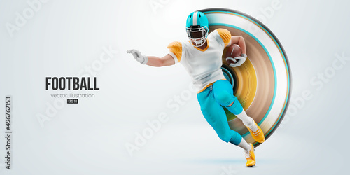 Realistic silhouette of a NFL american football player man in action isolated white background. Vector illustration