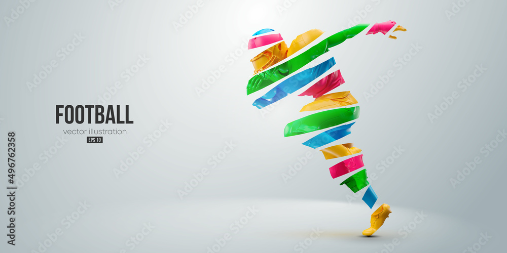 Obraz premium Abstract silhouette of a NFL american football player man in action isolated white background. Vector illustration