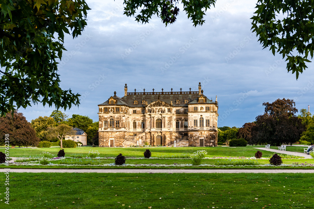 Germany, Saxony, Dresden, Grosser Garten with Sommerpalais in background Germany, Saxony, Dresden, Grosser Garten with Sommerpalais in background