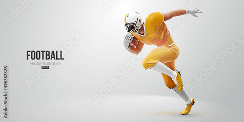 Realistic silhouette of a NFL american football player man in action isolated white background. Vector illustration