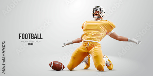 Realistic silhouette of a NFL american football player man in action isolated white background. Vector illustration