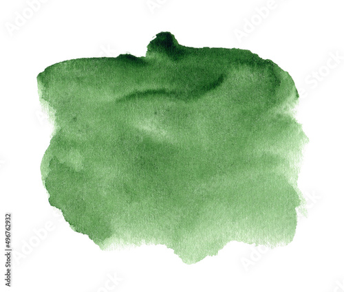 Abstract green watercolor spot isolated on white background