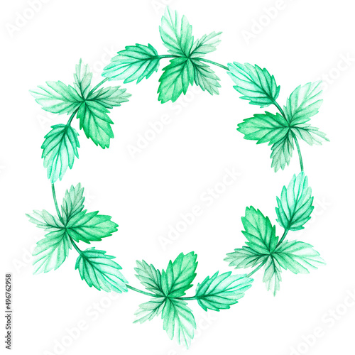 Leaf wreath. Watercolor illustration. Isolated on a white background. For design.