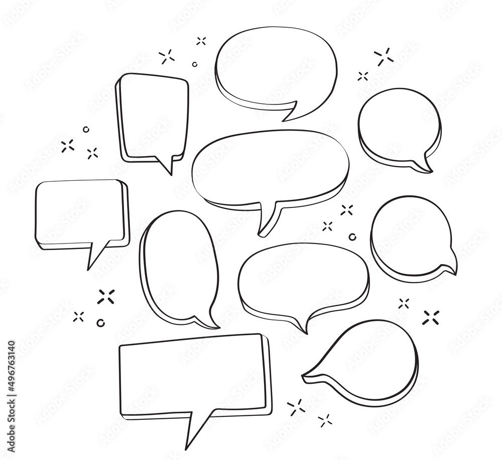 Obraz premium Hand drawn speech bubbles. vector illustration 