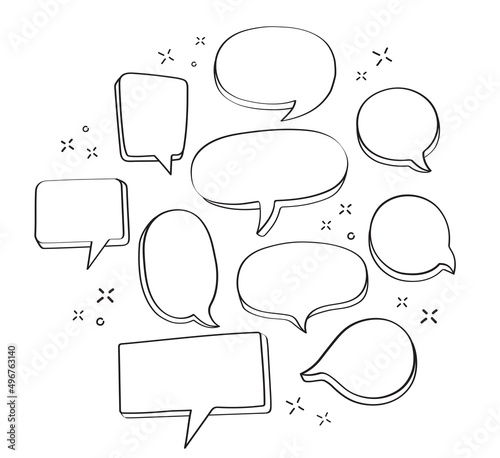 Hand drawn speech bubbles. vector illustration 