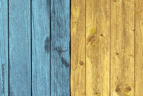 Multicolored yellow and blue wooden tiles background