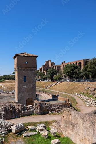 Moletta Tower And Circus Maximus In Rome, Italy photo