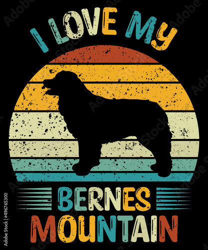 Bernese Mountain T-Shirt / Retro Vintage Bernese Mountain Tshirt / Black Dog Silhouette Gift for Bernese Mountain Lovers / Funny Bernese Mountain Unisex Tee