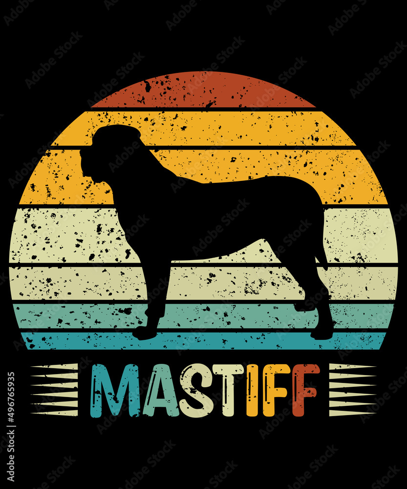 Mastiff T-Shirt / Retro Vintage Mastiff Tshirt / Black Dog Silhouette Gift for Mastiff Lovers / Funny Mastiff Unisex Tee