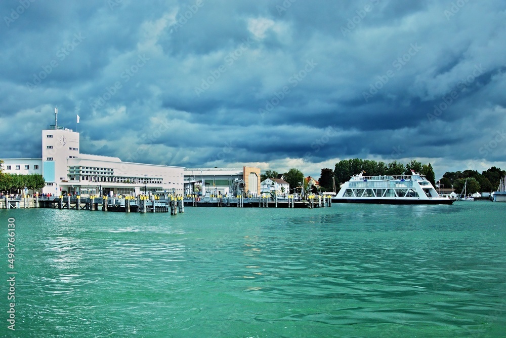 Germany-view from pier on the Zeppelin-Museum in town Friedrichshafen