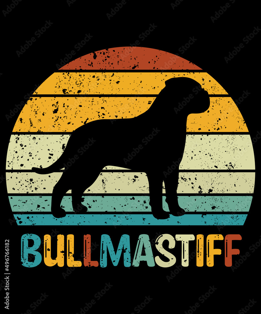 Bullmastiff T-Shirt / Retro Vintage Bullmastiff Tshirt / Black Dog Silhouette Gift for Bullmastiff Lovers / Funny Bullmastiff Unisex Tee