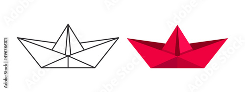 Paper boat. Folded paper boat icons in Flat design. Vector illustration