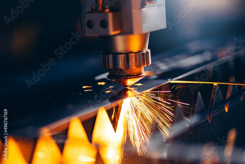 CNC Laser Metallurgy milling plasma cutting of metal engraving. Concept background modern industrial technology