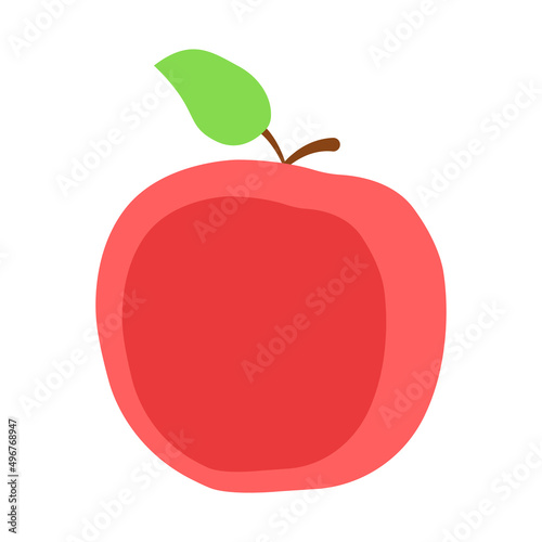 Apple with leaf, vector icon. Red apple logo. Vector red fruit icon in flat style. Healthy food logo. Ripe apple. Vector illustration.