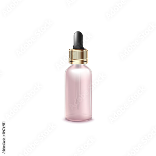 Cosmetic bottle with pipette dropper realistic vector illustration isolated.
